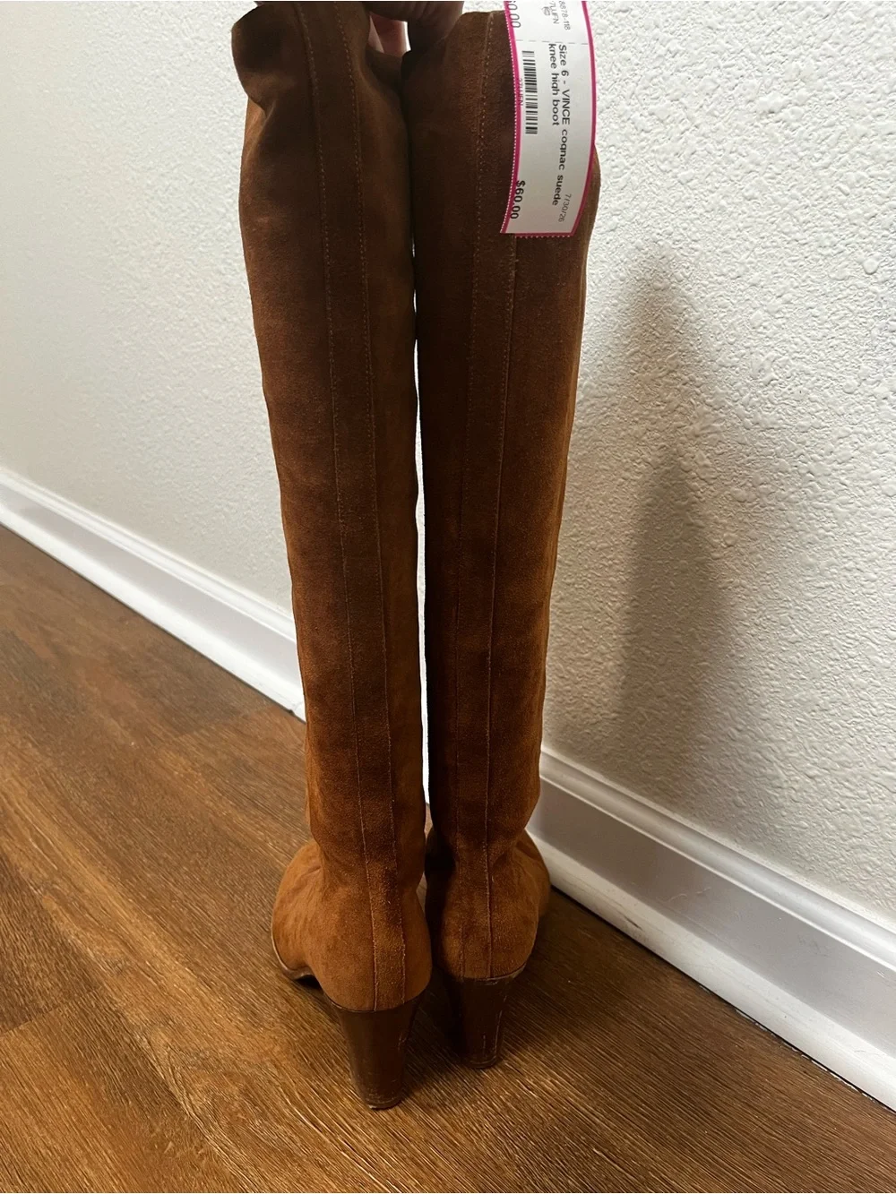 Vince Cognac Suede Knee High Boot Size 6